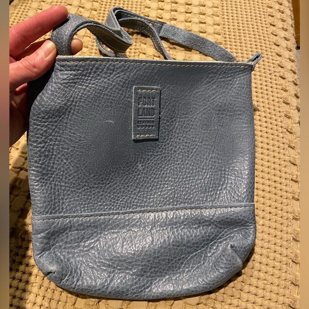 Portland Leather Festival Purse slate blue